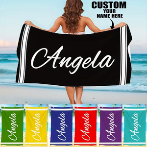 Toalla de Playa de Microfibra Personalizada con Nombre para Mujeres y Niñas, Estampado Floral, Secado Rápido, Antiarena, para Piscina - Product Image 1