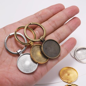 Alloy Keychain Round Nickel Free Metal Pendant Key <b>Ring</b> Vintage Style 5 Sets For Jewelry Making DIY Accessories - Product Image 2