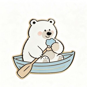 <b>Cute</b> Polar <b>Bear</b> Sleeping On Moon Metal Pin Gold Plated Hard Enamel Animal Theme Collectible Lapel Pin - Product Image 3
