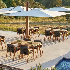 Custom Teak Solid Wood Rope Weave Outdoor Dining Set, Waterproof Sunproof Patio Table Chair Combination for Villa Garden Balcony - Product Image 3