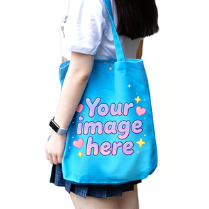 Bolso de mano de lona con logotipo personalizado de dibujos animados, bolso de compras con estampado personalizado, bolso de mano reutilizable para mujer - Product Image 1