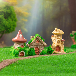 Décoration de <span class=keywords><strong>jardin</strong></span> féerique en résine peinte à la main, motif abstrait artistique de dessin animé, champignon magique, maison en souche, vente en gros - Product Image 4