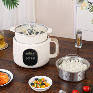 หม้อหุงข้าวอเนกประสงค์พร้อมหม้อทำความร้อนแบบไม่ติดกระทะและฝาแก้ว หม้อนึ่งสแตนเลสและทำความสะอาดง่าย - Product Image 2