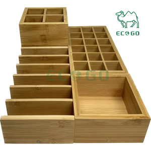 4 pièces ensemble organisateur de maquillage en bambou à la maison avec serrure magnétique pour pinceaux de maquillage rouge à lèvres et accessoires - Product Image 6