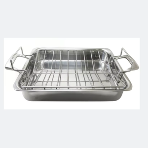 Tri-ply Stainless Steel Roasting <strong>Pan</strong> With Rack Frying <strong>Pan</strong> <strong>Turkey</strong> <strong>Roaster</strong> - Product Image 1