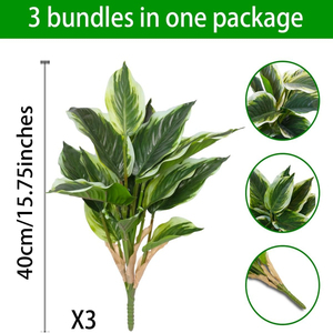 Ensemble de 3 plantes tropicales artificielles, plantes artificielles d'extérieur en faux <span class=keywords><strong>hosta</strong></span>, résistantes aux UV, avec des feuilles vertes réalistes - Product Image 4