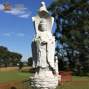 Escultura de marmore para decoração ao ar livre, estatueta de Deus espiritual Kwan Yin Guan Yin