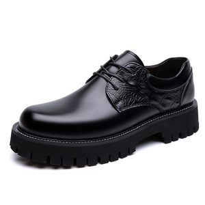 Zapatos Derby de Cuero para Hombre, Suela Gruesa, Tacón Bajo, Acolchados, Formales, para Boda, Casuales, de Vestir - Product Image 5