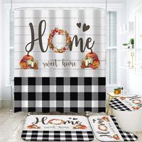 Rideau de douche en polyester Home Sweet Home Pumpkins, rideau de salle de bain durable, résistant à la décoloration, imperméable, impression personnalisée, moderne