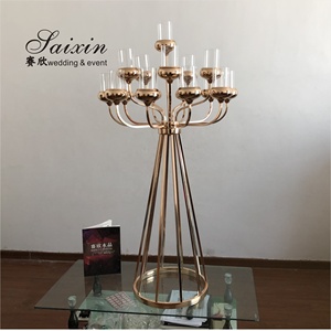 Saixin ZT-398 Unico Candelabro da <span class=keywords><strong>Tavolo</strong></span> a 16 Bracci in Metallo Argentato, Supporto in Acciaio con Cristalli Fatto a Mano per Decorazione Casa - Product Image 5