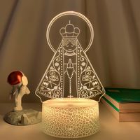 Jésus 3D Led Acrylique Veilleuse Lady Aparecida pour Église Décoration Lumières Cool Cadeau pour Foi LED Lampes De Table