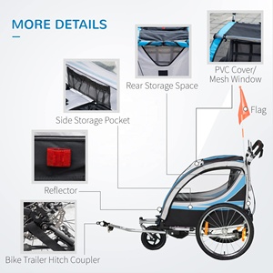 Trois roues en métal sécurité Pet Biker Cargo <span class=keywords><strong>remorque</strong></span> transport détachable Durable voyage vélo <span class=keywords><strong>remorque</strong></span> <span class=keywords><strong>pour</strong></span> enfants - Product Image 4