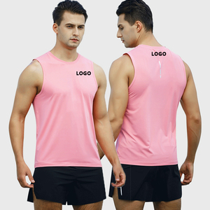 XW-BX23107 New Best Seller High Quality Men's <strong>Tops</strong> Breathable Back <strong>Reflective</strong> Design Sports Fitness Running <strong>Tops</strong> - Product Image 1