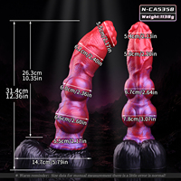 NNSX Dildo en silicone à double nœud de 12 pouces avec ventouse, grand diamètre, dildo fantaisie à deux nœuds pour l'entraînement anal