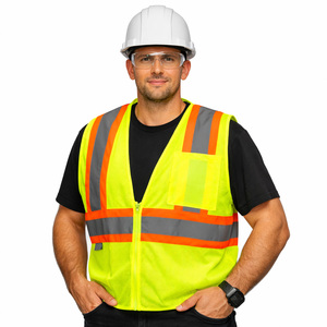 CITICITY Class 2 High Visibility Mesh Contrast Trim Reflective Vest <b>Construction</b> <b>Work</b> <b>Jacket</b> Zipper Front Safety Vest with logo - Product Image 4