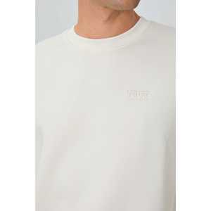 Omar Ecru <b>Brushed</b> Men's Sweatshirt 100% Cotton French Terry Regular Sleeve Breathable 88137 - Product Image 2