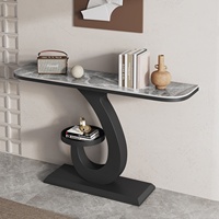 Table console en ardoise de luxe léger, design détachable, rangement ouvert, style moderne simple, semi-circulaire, pour entrée, couloir, hall d'entrée, table d'appoint
