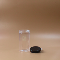 Pot en plastique PET transparent de qualité alimentaire avec couvercle à vis en aluminium, conteneur de stockage pour biscuits, gâteaux, pizzas, logo personnalisé, design cylindrique transparent