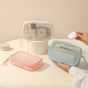 HANFEIZI Mesh Fabric Cosmetic <strong>Bag</strong> Travel Toiletry <strong>Wash</strong> <strong>Bag</strong> Portable Makeup Organizer <strong>Bag</strong> for <strong>Women</strong> - Product Image 1