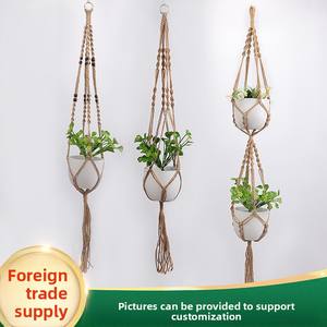 Européenne Américaine Rétro <span class=keywords><strong>Chanvre</strong></span> Corde Pot <span class=keywords><strong>De</strong></span> Fleur Filet Sac Simple Intérieur Extérieur Plante Crochet Panier Suspendu Jardinage En Gros - Product Image 3