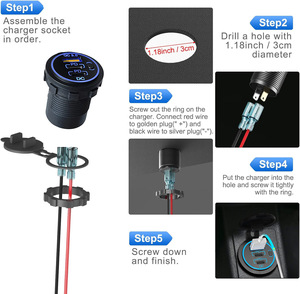 Heavy-Duty kép <span class=keywords><strong>USB</strong></span> Car Charger 4.2A tổng không thấm nước ổ cắm an toàn Bìa QC3.0 nhanh chóng <span class=keywords><strong>12</strong></span>-<span class=keywords><strong>24V</strong></span> cho 12V/<span class=keywords><strong>24V</strong></span> RV ATV Marine phương tiện đi lại - Product Image 5