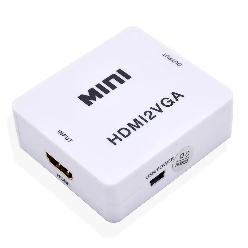 Factory Price Full HD 1080P White Color Mini VGA To HDTV Converter 3.5 Audio HDTV2VGA for PC Laptop Display Projector