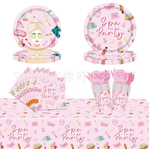 Spa Party <b>Tablecloth</b> Paper Disposable <b>Rectangle</b> 60-80 Pcs Birthday Decorations Venue Setup Props - Product Image 5