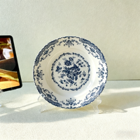 Service de table en céramique à motif floral bleu rose vintage, assiettes et bols en porcelaine classiques pour la décoration de table