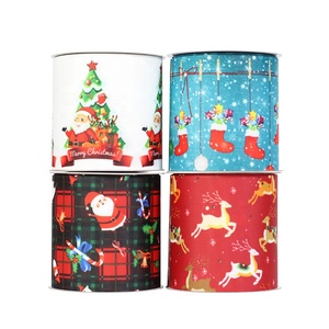 Cinta <span class=keywords><strong>de</strong></span> poliéster con estampado navideño <span class=keywords><strong>de</strong></span> muñeco <span class=keywords><strong>de</strong></span> nieve, árbol <span class=keywords><strong>de</strong></span> Navidad y copo <span class=keywords><strong>de</strong></span> nieve para envolver regalos y decoración navideña DIY - Product Image 2