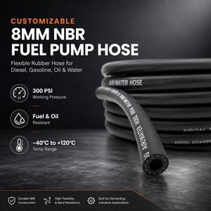 Tuyau en caoutchouc flexible tressé haute pression 300 PSI NBR EPDM NR Silicone 8 mm résistant à la corrosion pour ligne de carburant diesel, huile et gaz - Product Image 6