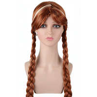 Perruque longue tressée Elsa Anna pour cosplay, cheveux synthétiques résistants à la chaleur, ombré argent, brun, blond, logo personnalisé pour fête d'Halloween