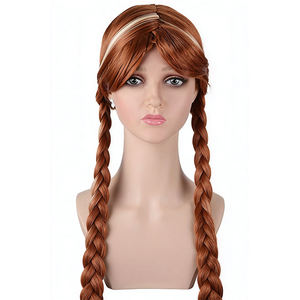 Peluca Larga Trenzada de <span class=keywords><strong>Elsa</strong></span> y <span class=keywords><strong>Anna</strong></span> para Cosplay, Resistente al Calor, Cabello Sintético Ombre Plateado Marrón Rubio, Logotipo Personalizado para Fiesta de Halloween - Product Image 2