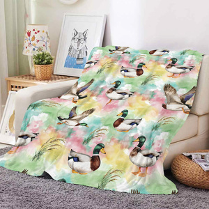 High Quality Sublimation Printed Animal Pattern Flannel Blanket Custom Design Camo Duck Throw for <b>Bedding</b> and Couch - Product Image 3