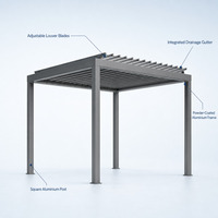 Pergola bioclimatique en aluminium avec toit à lames orientables, télécommande, système de jardinage étanche, ombrage pour terrasse arrière-cour