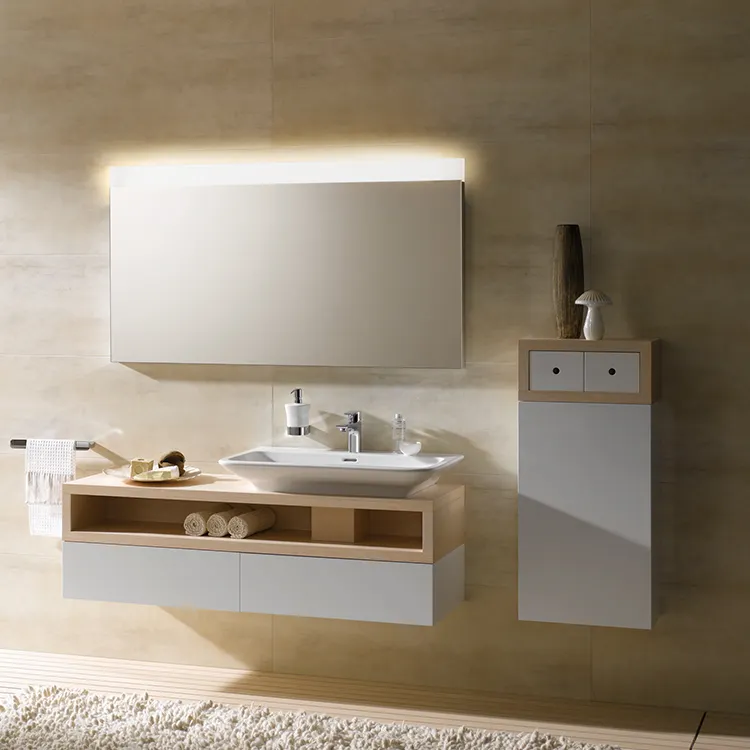 White LED Light Copper Customized Style PartsWall Mounted Mirrored Cabinets Bathroom Vanity