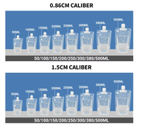Pochettes souples transparentes en plastique pour liquides, boissons, jus, eau, avec bec verseur, 100ml, 150ml, 250ml