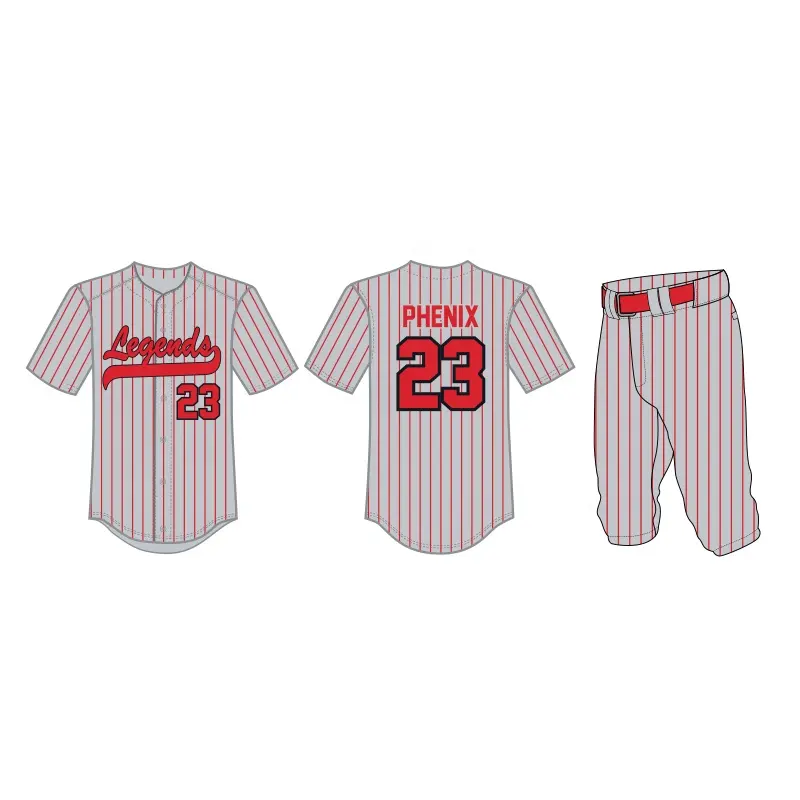 Benutzer definierte Jugend Baseball Jersey Druck wettbewerb Button Baseball Uniform