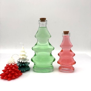 Botella de <span class=keywords><strong>Vino</strong></span> de Vidrio Transparente con Forma de Árbol de Navidad, Botella de Deseos con Corcho, Botella para Dulces, Leche y Té - Product Image 1