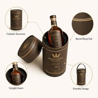 Boîte cadeau cylindrique personnalisée en carton rigide pour bouteille de whisky unique – Emballage rond haut de gamme pour kit de spiritueux – Vente en gros