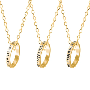 Colliers pendentifs Jietao personnalisés en acier inoxydable plaqué or 18 carats, 3 pièces, <span class=keywords><strong>pour</strong></span> meilleures amies, gravables, bijoux circulaires vierges - Product Image 1