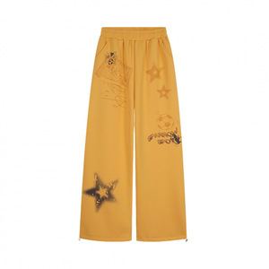 Yellow Cartoon Graffiti Sweatpants Loose Fit Casual <b>Trousers</b> <b>Elastic</b> <b>Waist</b> Printed Pants for Men - Product Image 2