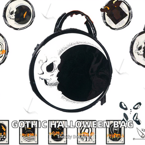 Halloween Pu Zipper <strong>Purses</strong> Gothic Novelty Shoulder Bag Pumpkin Coffin <strong>Skull</strong> Bat Moon Crossbody Bag Holiday Party Gift Candy Bag - Product Image 2