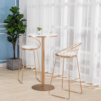 Ensemble de chaises de salle à manger modernes de style nordique européen à pieds hauts, avec revêtement en marbre et pieds en fer, mobilier de maison