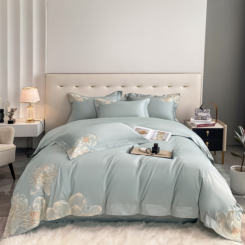 Sang Trọng Bông Thêu Bộ Đồ Giường Bộ Thiết Kế Mới Duvet Bìa Kích Thước King100 % Cotton Tay Mềm Mại Cảm Thấy Nhà Dệt May