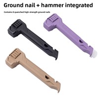 Marteau de tente multifonctionnel d'extérieur, outil de camping portable, tête de marteau surdimensionnée anti-perte, manche en fer et plastique PP