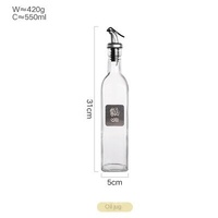 Botol Minyak Kaca 500ml untuk Rumah Tangga, Botol Bumbu Dapur untuk Minyak, Kecap, Cuka, Cocok untuk Grosir Makanan