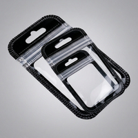 Pochette d'emballage transparente en plastique pour bijoux et accessoires à ongles, avec fermeture Zip Lock, cadre noir et trou de suspension Euro Butterfly