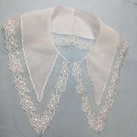 Kerah Bordir Organza Putih Poliester/Katun Larut Air 40x17.5cm untuk Wanita