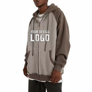 Sweat-shirts pour hommes à capuche décontractés de style streetwear, couleur contrastée, épaules tombantes, fermeture éclair intégrale, nouveau design, sweat-shirts pour hommes surdimensionnés à capuche intégrale - Product Image 4