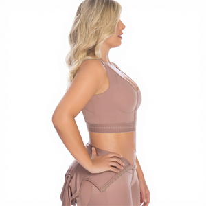 Sujetador sin mangas de alta compresión personalizado con cierre frontal, sin costuras, moldeador, con tirantes anchos y cierre de corchetes, ideal para verano, de nailon. - Product Image 6